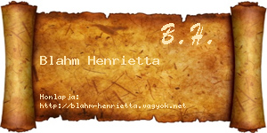 Blahm Henrietta névjegykártya